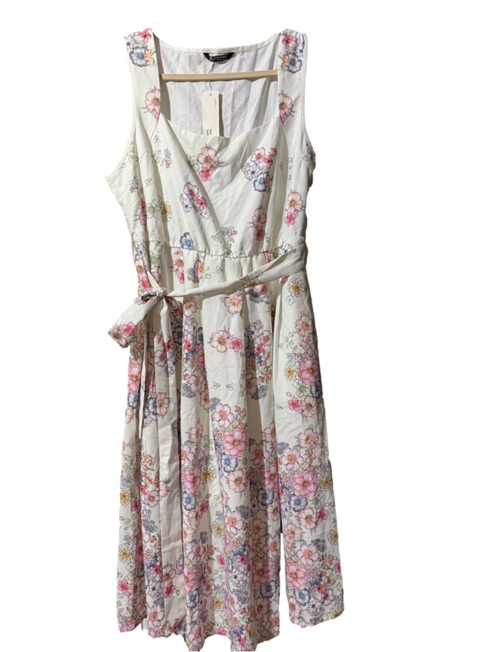 NWT Bella Mimi Floral Midi Dress in Cream and Pink size 14/16 1X 🌺🌹🌸 BRB SL 3 - Picture 3 of 9